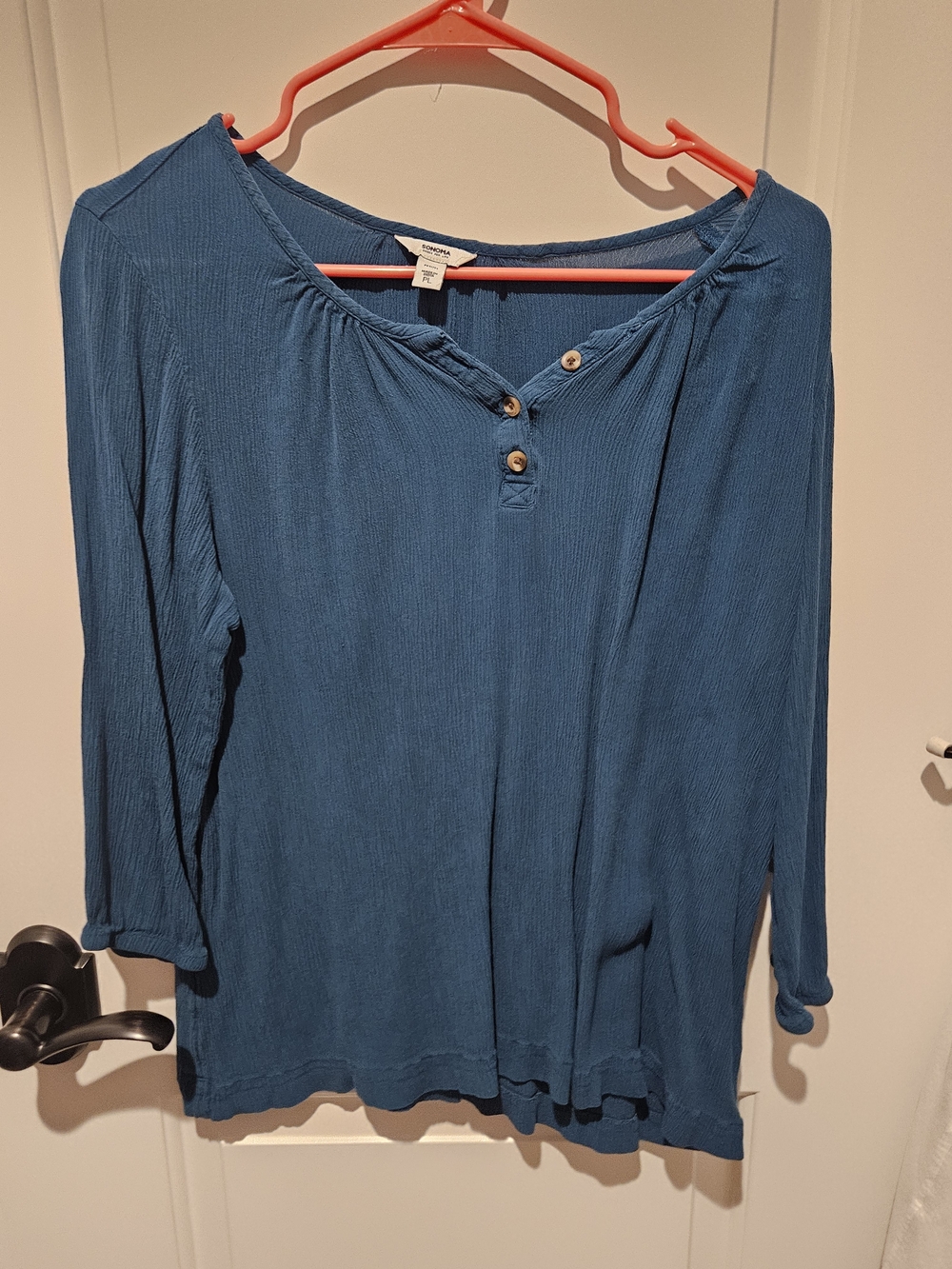 Sonoma Teal Long Sleeve Henley Top